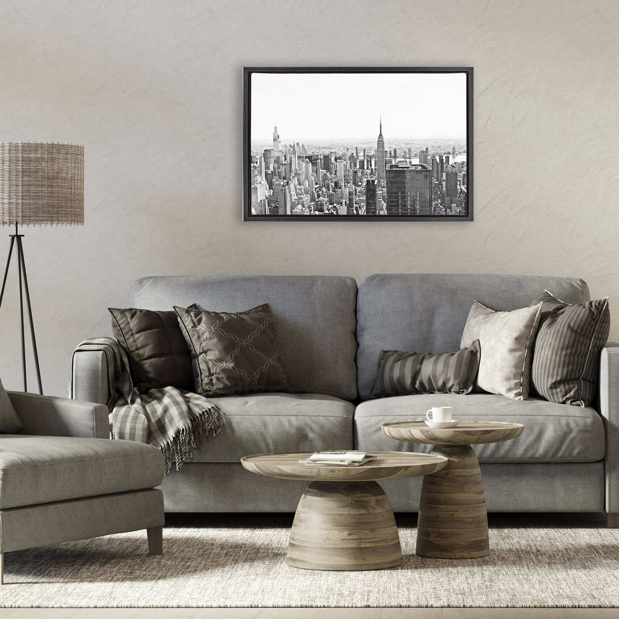 Stupell Industries New York City Scape View Black Framed Floater Canvas Wall Art, design by Kali Wilson