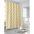 thumbnail image 3 of Yellow White Geometric Shower Curtain, Minimalist Morocco Pattern Bathroom Decor Curtains Set with Hooks, Waterproof Fabric Home Accessories， 72 X 78 Inch Long, 3 of 6