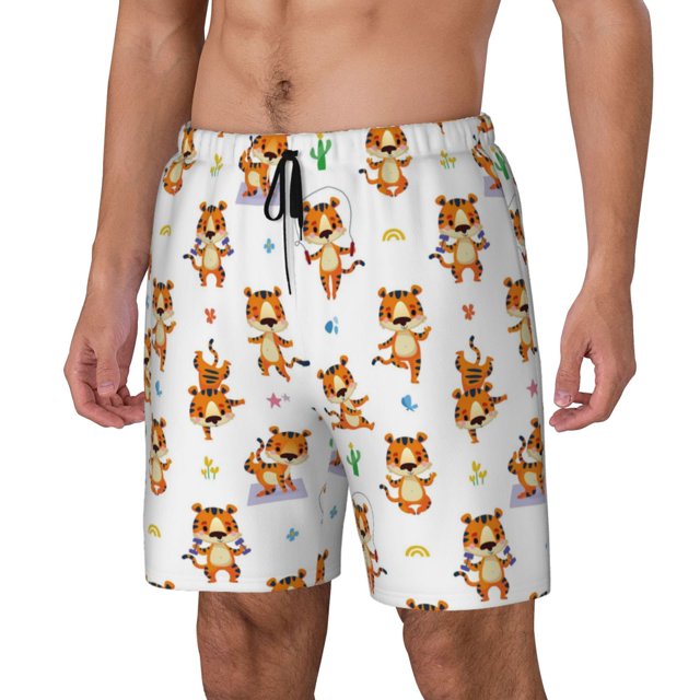 Fotbe Tigers go in for Sports Traje de Baño para Hombre – Shorts de Natación de Secado Rápido con Forro y Bolsillos-X-Large