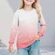 thumbnail image 1 of Cowsor Girl's Crew Neck Tie Dye Sweatshirts with No Hood Casual Color Block Long Sleeve Pullover Tops, 1 of 7