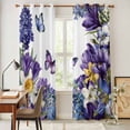 thumbnail image 3 of Spring Floral Kitchen Curtains Window Panels, Purple Tulips Hydrangeas Butterflies Flowers Insulated Window Treatment Curtain, Grommet Curtains for Bedroom/Living Room/Bathroom, 2 Piece 42"Wx84"L, 3 of 8