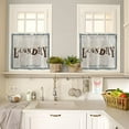 thumbnail image 3 of Loads of Fun Laundry Room 3 PCS Kitchen Curtain Valance and Tiers Set, Rod Pocket Small Half Tier Valances Window Curtains Panel, Rustic Wood Grain Strip 55"x24" (Set of 2 Tiers & Valance), 3 of 5