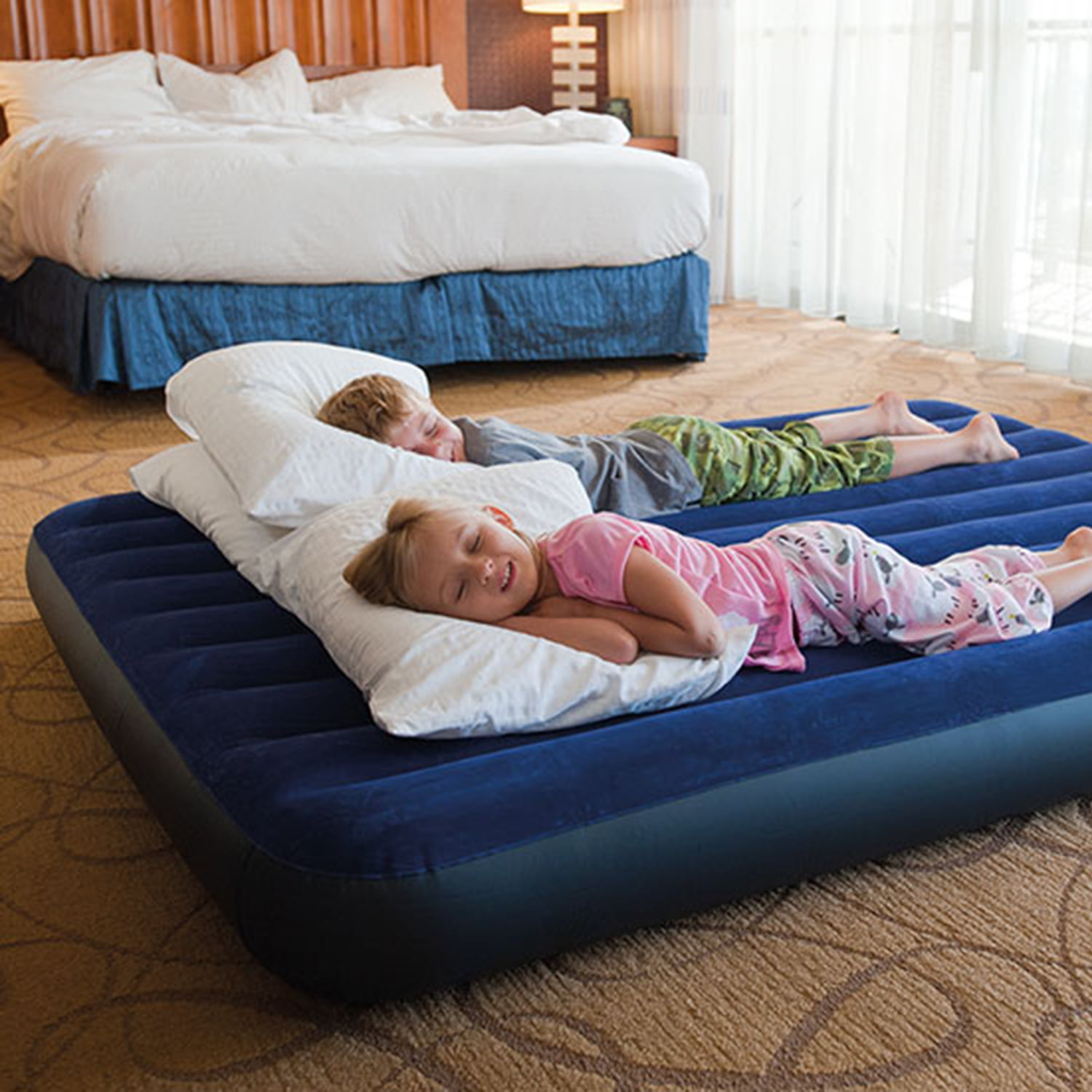 Twin Downy Airbed Mattress Inflatable Soft Plush Camping Spare Bed Wave Beam NEW 