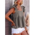 thumbnail image 6 of Women'S Casual Square Neck Ruffle Cap Sleeve Peplum Babydoll Blouse Tank Top Grey M, 6 of 9