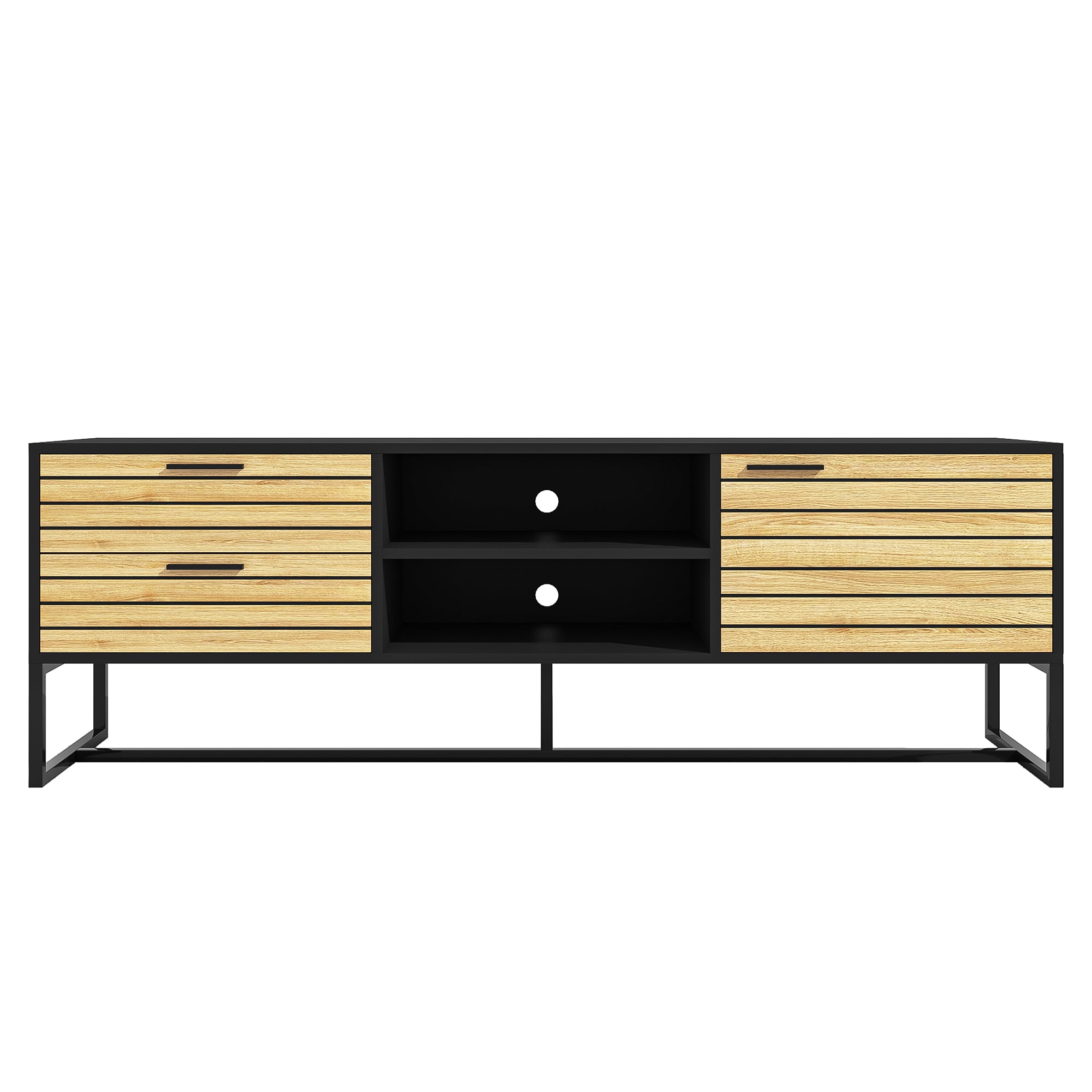 Kadyn TV Console, Modern Entertainment Center for Living Room, TV Stand Console with Drawer and Door, Black