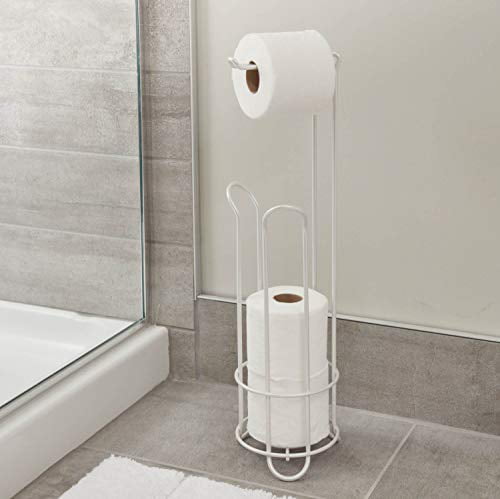 iDesign Classico Free Standing Metal Toilet Paper Holder and 