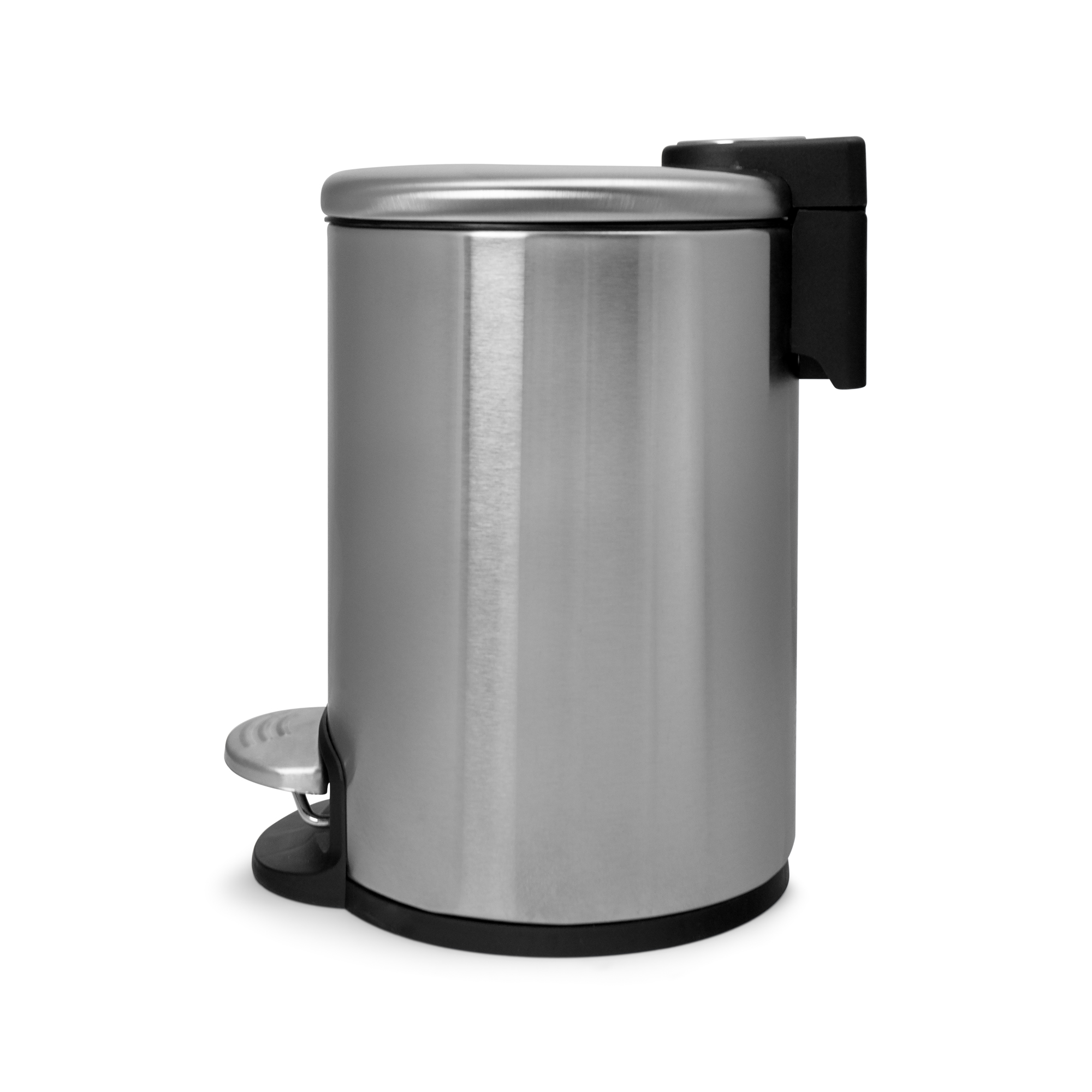 Acento Rondo Round Step Trash Can, 0.8 Gallon Compact Bathroom Waste Bin with Soft-Close Lid and Removable Liner Bucket, Brushed Stainless Steel