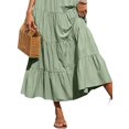 thumbnail image 4 of Gvmfive Womens Casual Solid Color Sleeveless Tiered Dress Pleated Swing Maxi Dress, 4 of 4