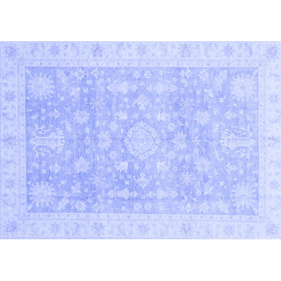 Ahgly Company Machine Washable Indoor Rectangle Oriental Blue Modern Area Rugs, 2' x 4'
