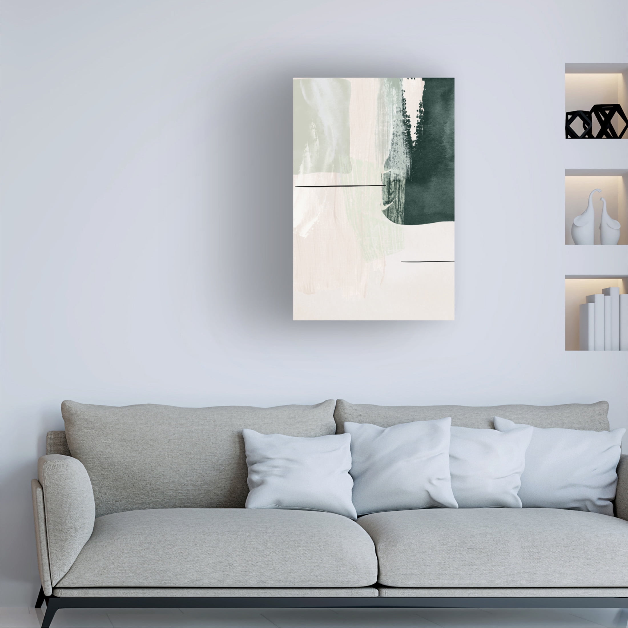 Trademark Fine Art Sally Ann Moss Abstract Shapes in Green 2 Canvas Wall Art