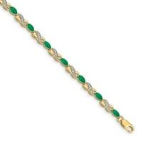 Auriga Fine Jewelry 10K Yellow Gold Diamond and Emerald Infinity Bracelet 7.25" for Women