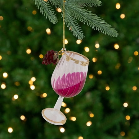 Northlight 4.25" Red and Clear Glittered Wine Glass Christmas Ornament