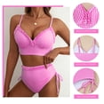 thumbnail image 4 of Eytino Swimsuits for Women High Waisted Bikini Set 2 Piece Swimsuit Tie Side Bathing Suit with Tummy Control & Ruffles Pink Stripes L, 4 of 7