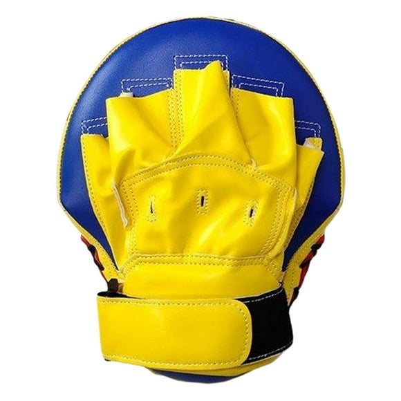 Boxing Kickboxing Curved Focus Mitts Muay Thai Sparring Dojo Taekwondo Workout Hand Target for Adults Yellow Blue