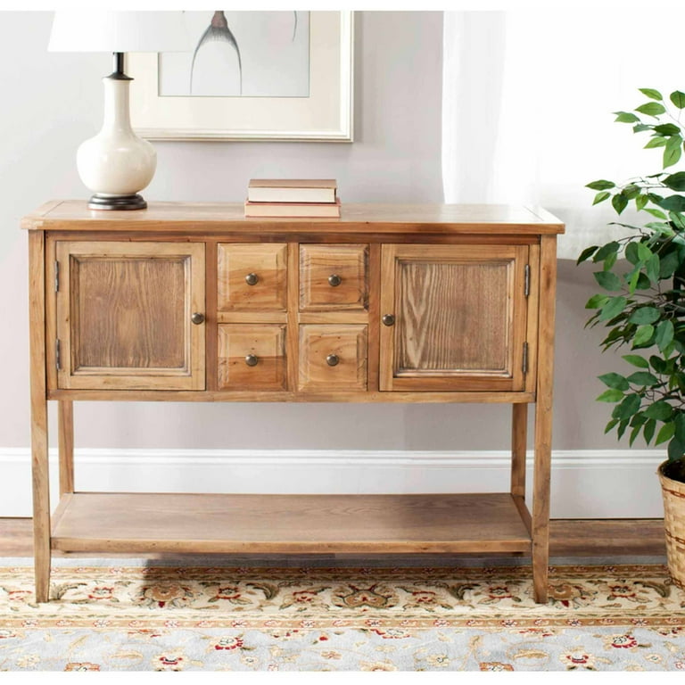 SAFAVIEH Charlotte Rustic Storage Sideboard w 2 Cabinets 4 Drawers Oak