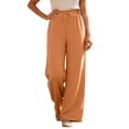 thumbnail image 2 of High Waisted Wide Leg Palazzo Pants for Women Summer Beach Vacation Lounge Trousers with Pockets 2026 Trendy Orange XL, 2 of 7