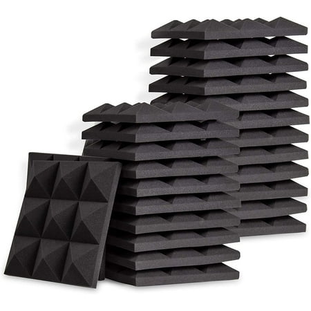 FStop Labs Foam Panels - Pyramid Studio Tiles - 2"x12"x12" (24 Pack, Black) – Great for Independence Day Decor or July 4th Decorations