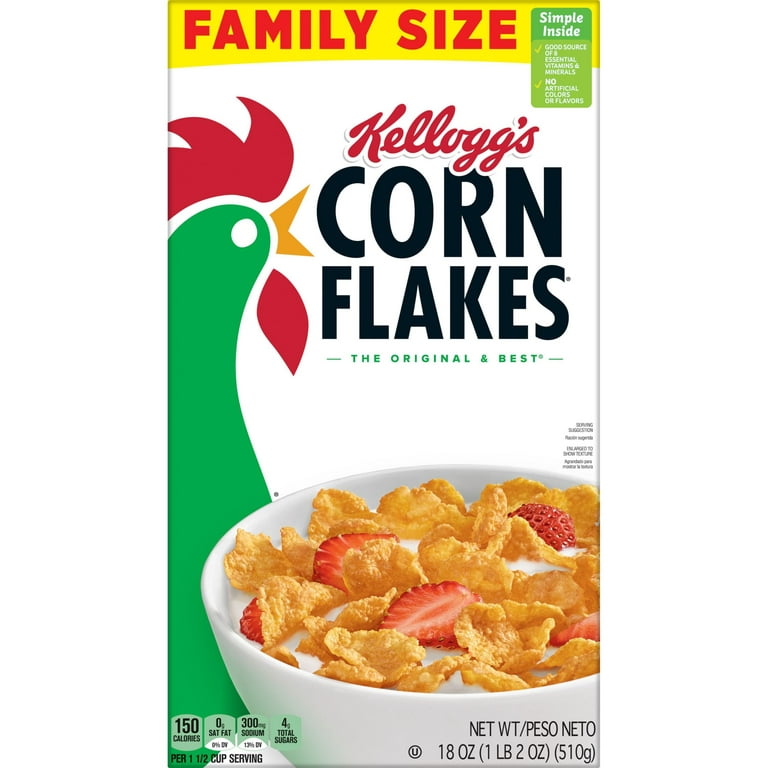 Kellogg's Corn Flakes Cold Breakfast Cereal, Original, 18 oz - Walmart.com