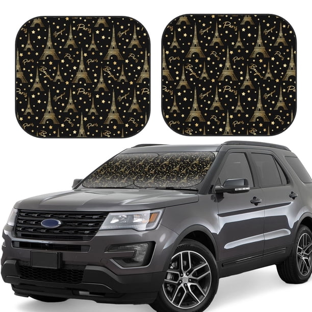 Fotbe Paris Romantic Juego de 2 Piezas de Parasoles para Parabrisas | Bloqueador Solar para Auto | Accesorios Plegables para Protección Solar Interior-Large
