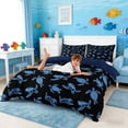 thumbnail image 4 of Manfei Blue Sea Turtle Queen Duvet Cover Set for Kids Boys and Girls, Marine Print Bedding, Navy Reversible 3-Piece, 1 Duvet Cover and 2 Pillowcases, 4 of 7
