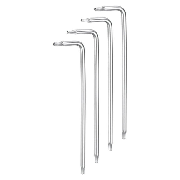 4packs T8 Long Arm Tamper Proof Torx Wrench Star Keys, S2 Steel Chrome Coated Surface