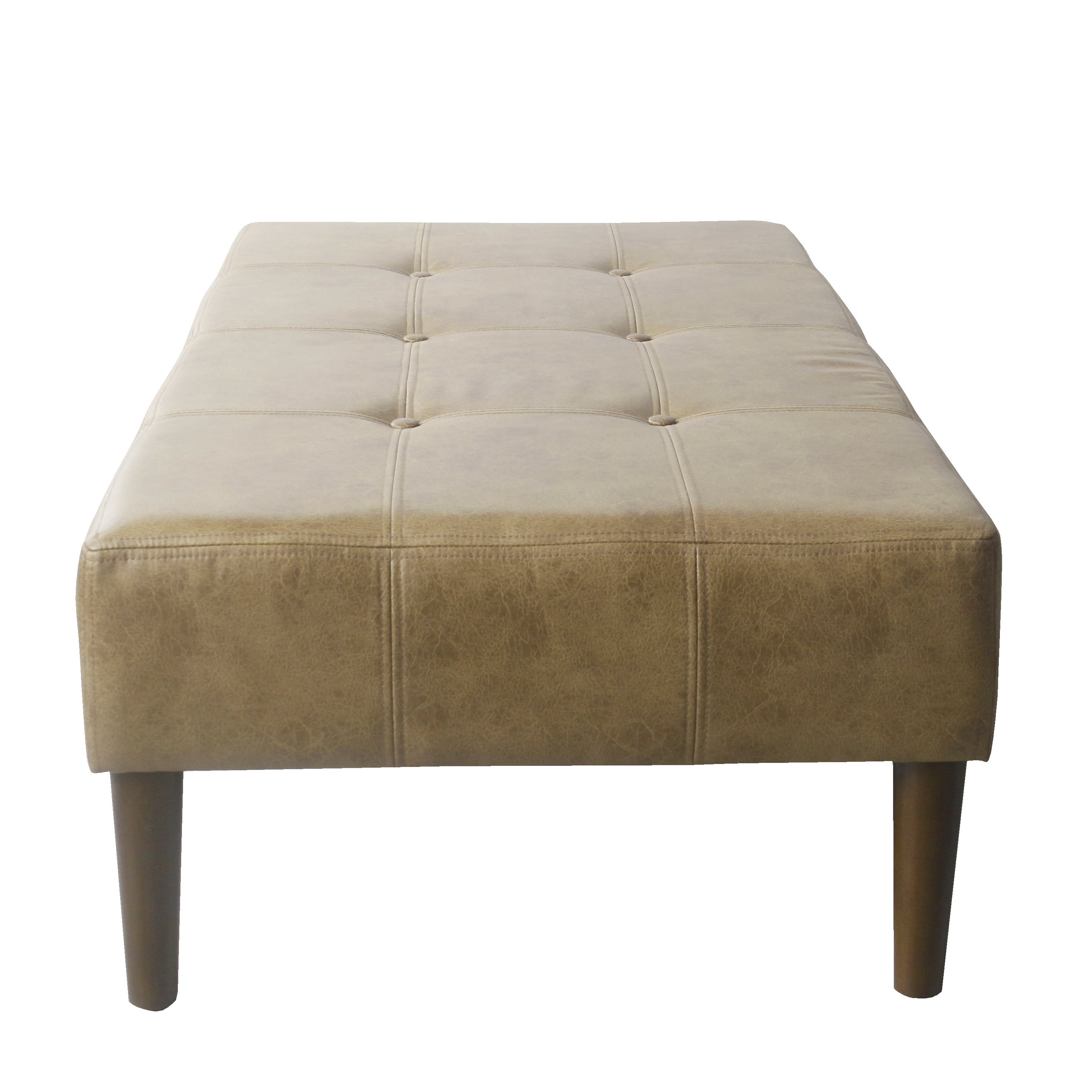 HomePop Tufted Coffee Table Ottoman - Light Brown Vegan Leather