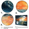 thumbnail image 3 of Designart "Blue Orange Ocean Oceanic Odyssey Patchwork" Nautical & Beach Floater Framed Wall Art Print, 3 of 7