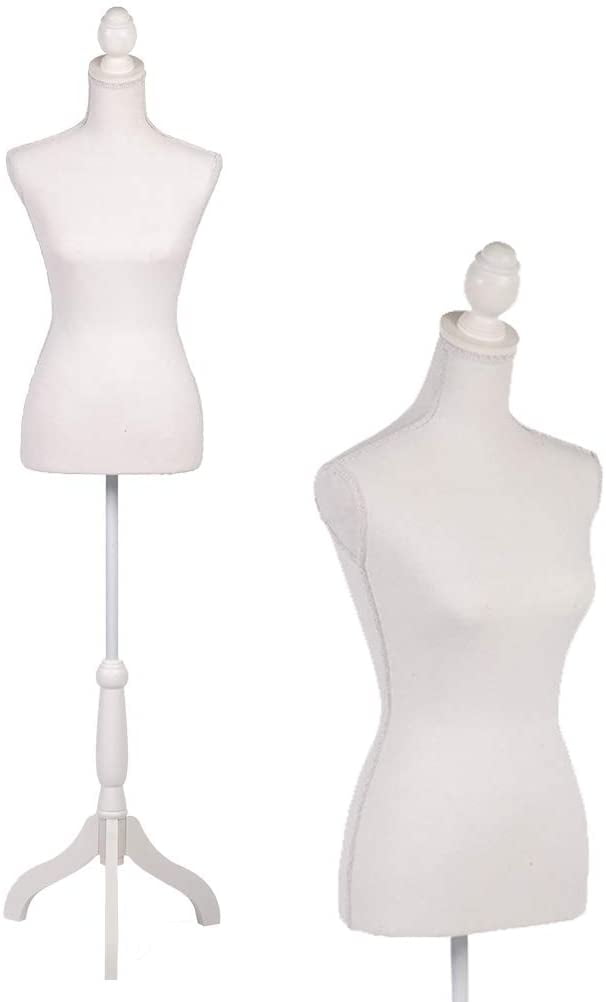 Sandinrayli Female Mannequin Torso Dress Clothing Form Display with Tripod Stand White for sale online 