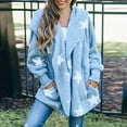 thumbnail image 2 of jsaierl Women's Fashion Casual Hooded Pocket Five-pointed Star Cardigan Plush Stitching Jacket Coat, 2 of 6