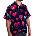 thumbnail image 2 of Valentine's Day Love ECG Men's Button Down Casual Hawaiian Print Short Sleeve Summer Beach Shirt, 2 of 6