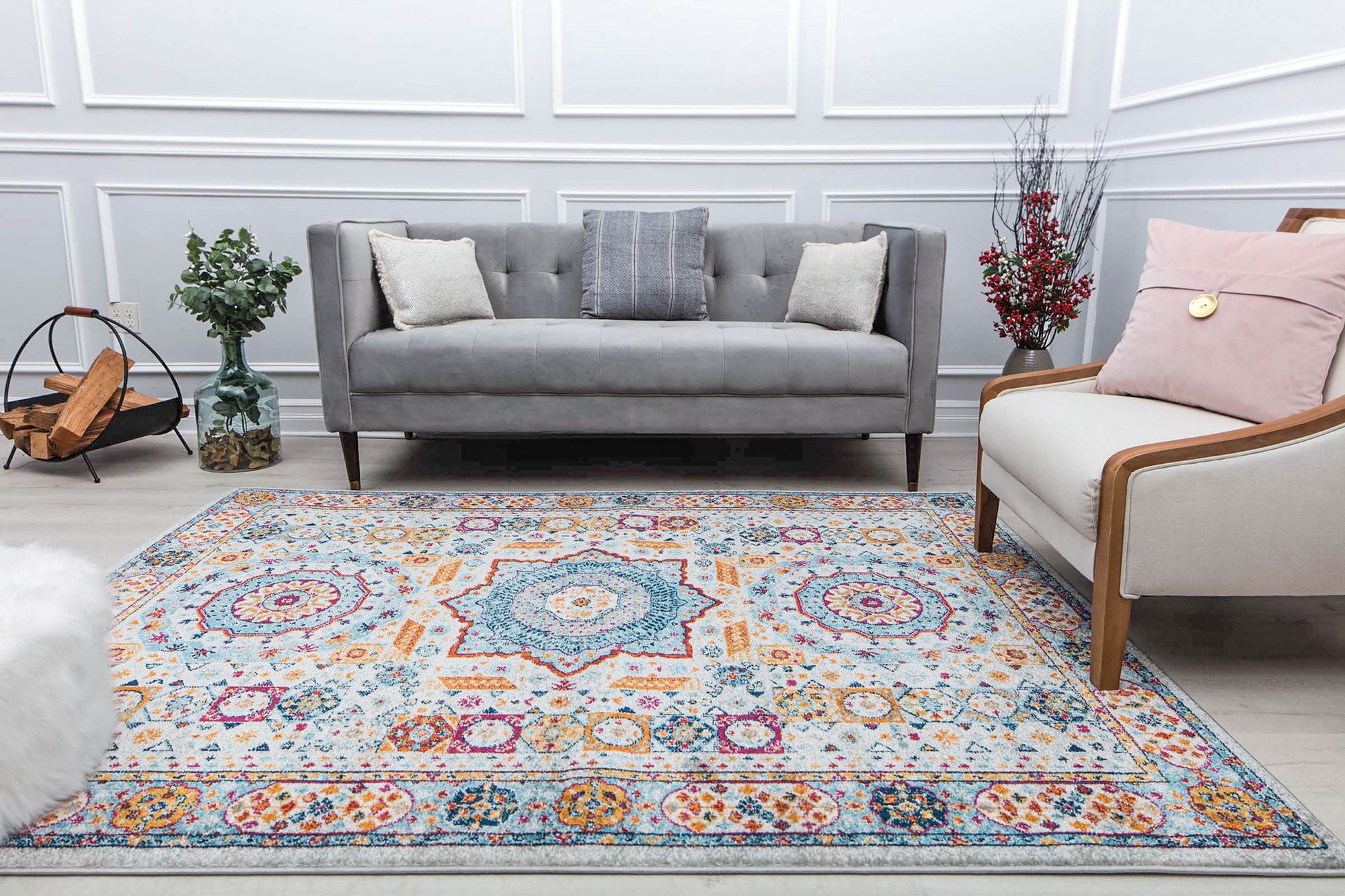 Harper HY60C Constellation Abstract Vintage Gray Area Rug, 8'0"X10'0"