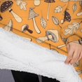 thumbnail image 3 of Oversized Wearable Blanket Hoodie,Brown Mushroom Leaf Orange Pattern Sherpa Blanket Hoodie with Super Pockets,Super Warm Fuzzy Pullover for Women & Men, 3 of 6