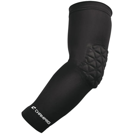 CHAMPRO Compression Arm Sleeve with Elbow Padding, Large, Black