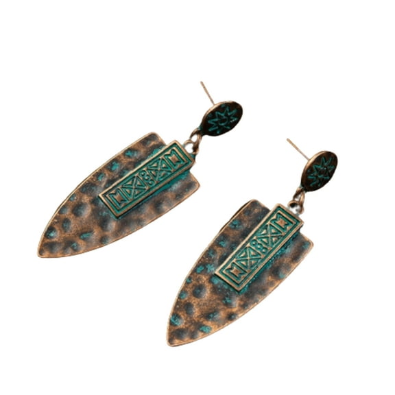 Besheek Copper Shield Ethnic Hypoallergenic Boho Beach Style Earrings