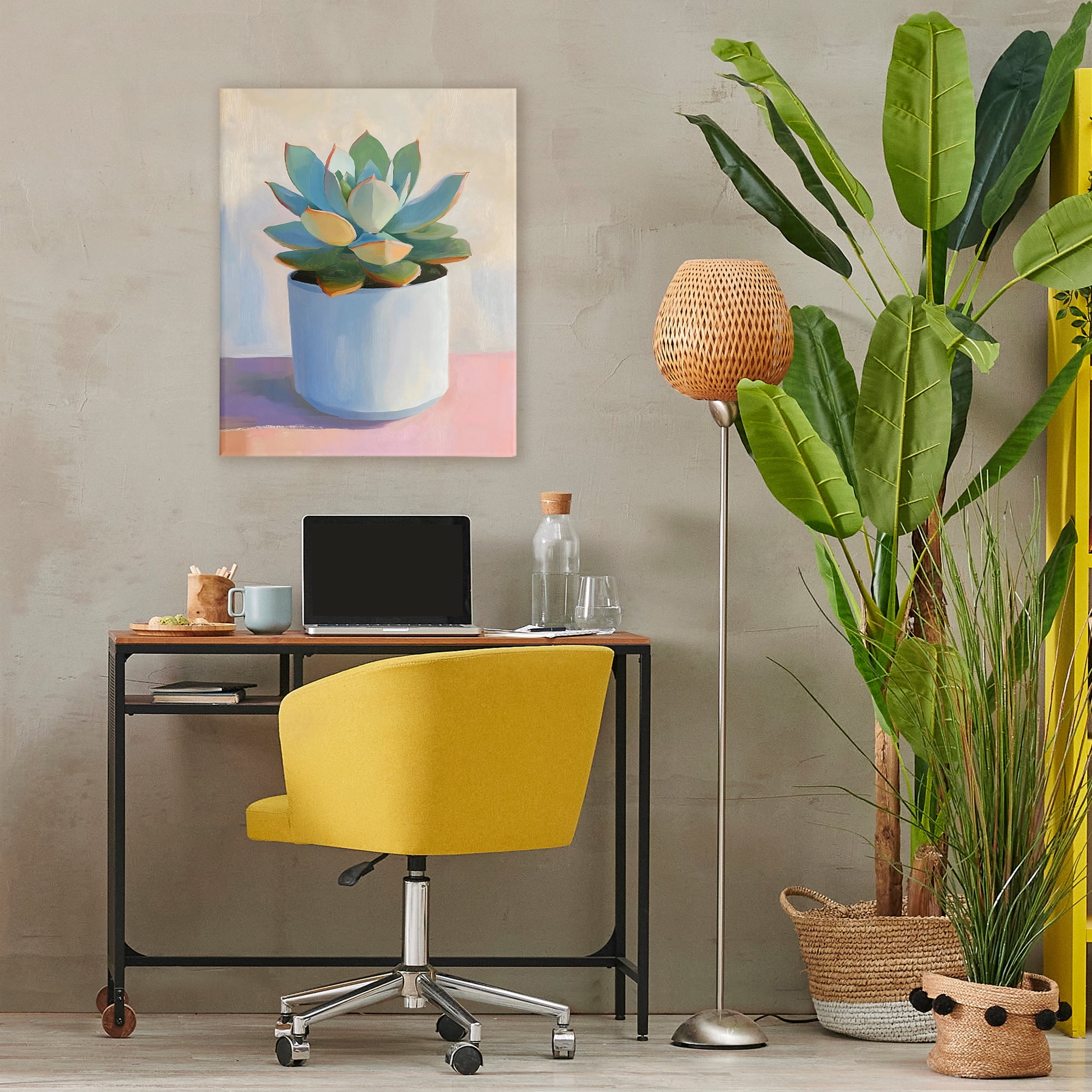 Stupell Industries Succulent Plant in White Pot Canvas Wall Art, design by The Prints Vibe