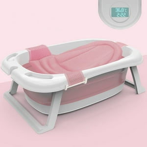 Bañera para niños pequeños, ahorro de espacio, antideslizante, 7 posiciones  reclinables, de alta seguridad, plegable, para el hogar (rosa)