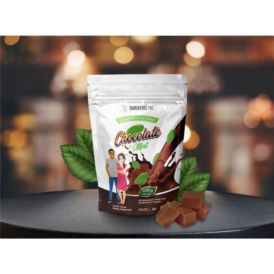 BariatricPal Sugar-Free Calcium Citrate Soft Chews 500mg with Probiotics - Chocolate Mint Size: 90ct
