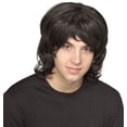 thumbnail image 2 of 70's Shag Black Halloween Costume Wig, for Adult, 2 of 2