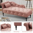thumbnail image 5 of SYNGAR Modern Lounge Chaise Indoor, Leisure Sofa Accent Chair Upholstered Couch, Button Tufted Seat with Matching Accent Pillow, and Solid Wooden Legs, Rose, 5 of 12