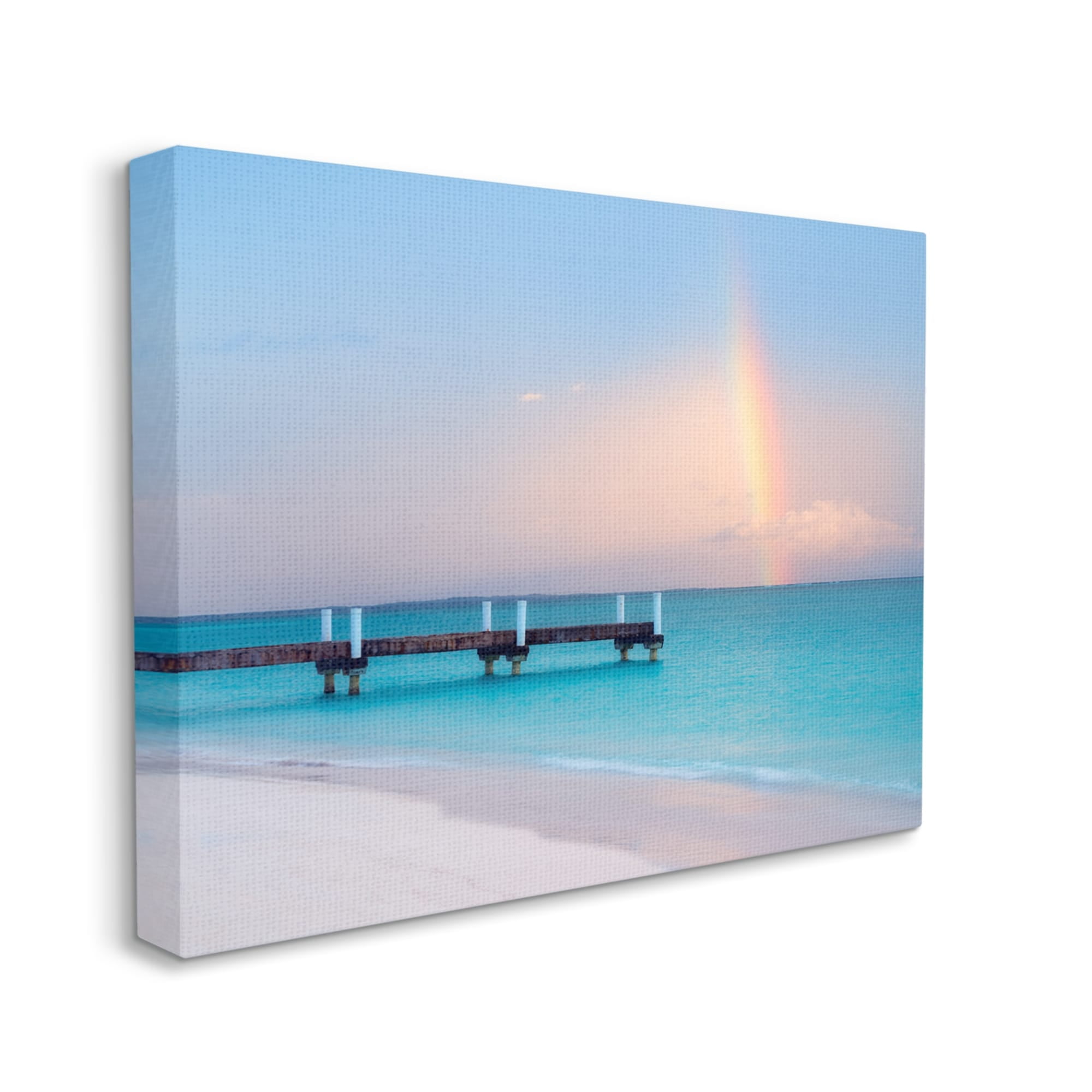 Stupell Industries Calm View Beach Rainbow Coastal Photography Gallery Wrapped Canvas Print Wall Art