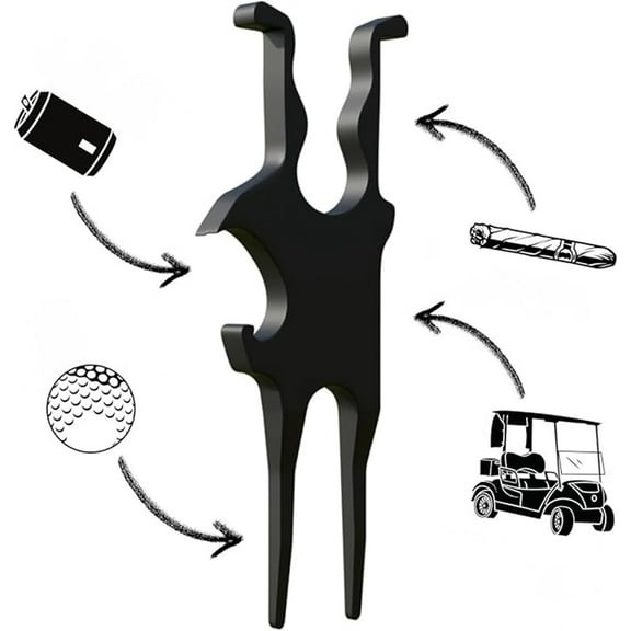 Golf Multi-Tool – Magnetic Cigar Holder for Golf Cart, Cigar Clamp, Beer Shotgun, Divot Tool and Ball Marker