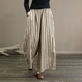 thumbnail image 2 of Womens Workwear Pants Casual Stripe Print Elastic Waist Pocket Loose Wide Leg Trousers Streetwear, 2 of 6