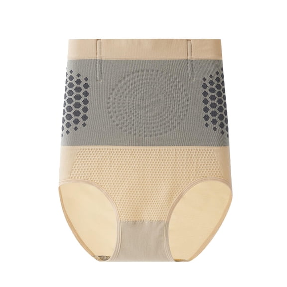 Wovix Women's Tummy Control Shapewear Panties Hi-Waist Body Shaper Underwear Compression Briefs Daily Beige L