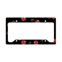 CafePress - Very Cherry Cherries On Black License Plate Holder - Aluminum License Plate Frame, License Tag Holder