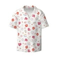 thumbnail image 5 of Picia Red coral and scallop seashell Men's Linen Shirts Short Sleeve Cuban Beach Shirts Casual Shirts Button Down Shirt for Men Beach Summer Wedding Shirt-Small, 5 of 7