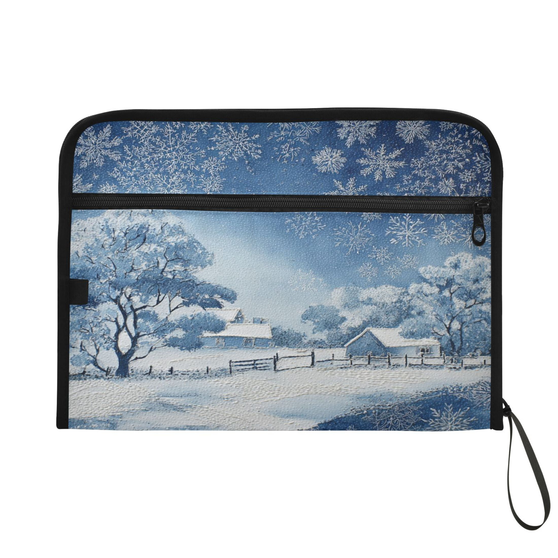 Organ Folder 14.2 x 0.8 x 10.6 Inches 13 Separate Pockets A4 Size Documents Folder A Sort Storage File Manager For The Home Office Winter Scene