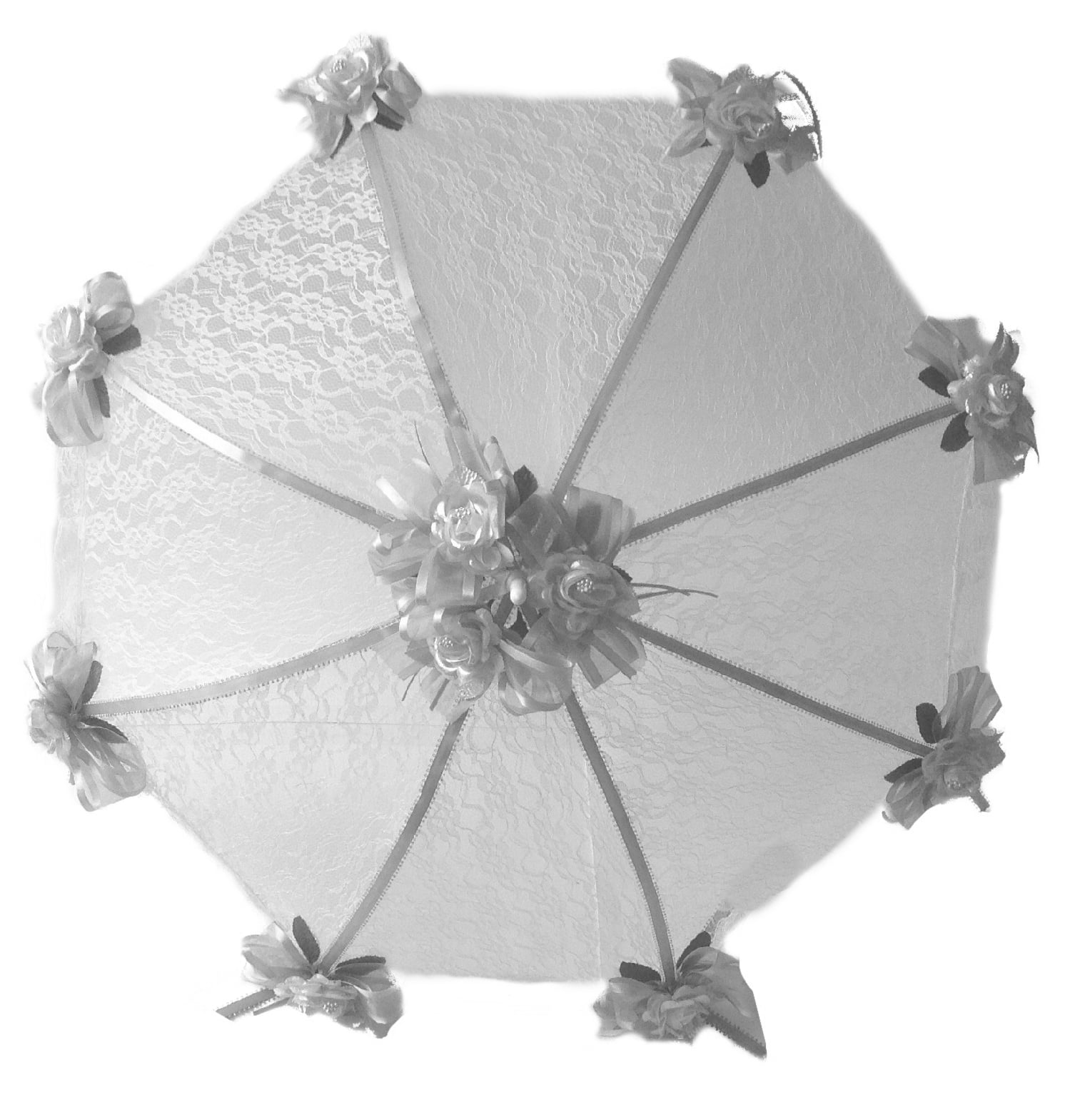PFP PFP Decorated Bridal Shower White Lace Umbrella Parasol 36