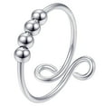 thumbnail image 1 of Faithtur Unisexe Bague Ouverte Réglable, Anneau Simple Doigt avec Perles Rotatives, 1 of 9