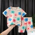 thumbnail image 2 of Utoimkio Clearance Toddler Baby Girls Summer Outfits Short Sleeve Floral Print T-Shirt Tops & Shorts Sets 2Pcs Cute Baby Girls Cotton Summer Clothes, 2 of 3