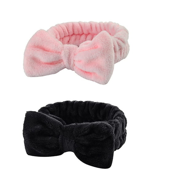 TechWave Pack Bow Hair Band Women Facial Makeup Head Band Soft Coral Head Wraps For Shower Highlight Cap Daily Moisturizer for Hair Day after Brush Dry Shampoo Balancing Conditioner Hair for Hair Deep